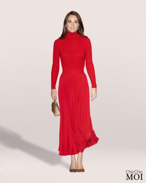 The Princess of Wales Inspired Red Long Skirt Ensemble