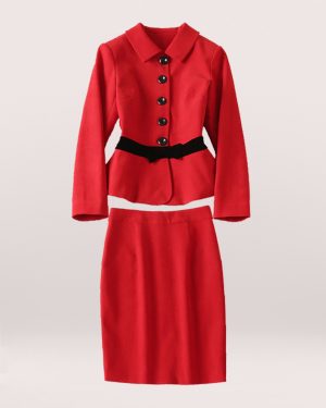 The Princess of Wales Inspired Red Skirt Ensemble with Belt
