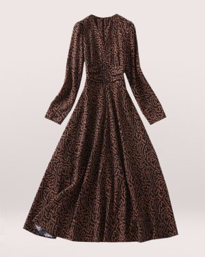The Princess of Wales Inspired Brown & Black Patterned Dress