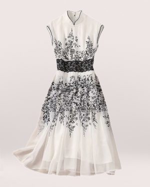 Queen Letizia Inspired White Flower Dress
