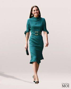 The Princess of Wales Inspired Green Ribbon Dress