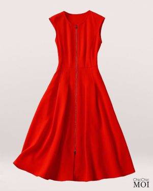 Queen Letizia Inspired Red Dress with Zipper