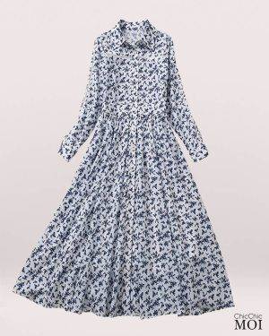 The Princess of Wales Inspired White & Blue Flower Dress