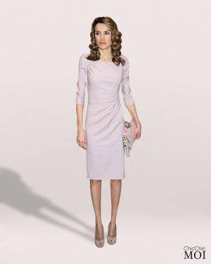 Queen Letizia Inspired Mid-Sleeve Dress
