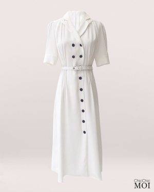 The Princess of Wales Inspired White Dress with Belt