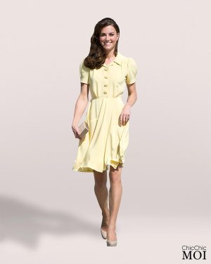 The Princess of Wales Inspired Short Yellow Dress