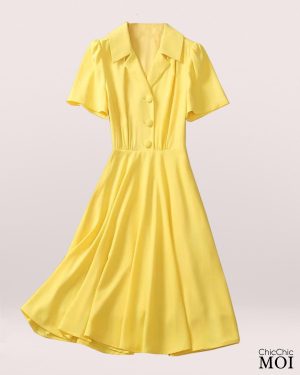 The Princess of Wales Inspired Short Yellow Dress