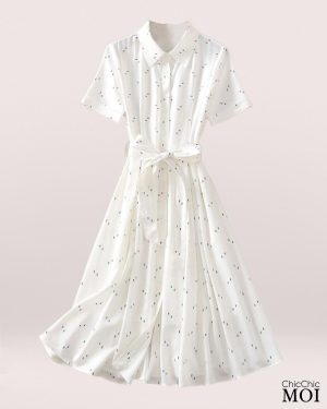 The Princess of Wales Inspired White Polka Dot Shirt Dress