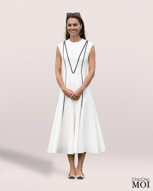 The Princess of Wales Inspired White Dress with Black Detail
