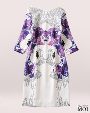 The Princess of Wales Inspired Purple Art Floral Dress